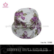 Sombrero de algodón barato cubo con patrón floral sombrero de sol mujeres Sombrero de pescador